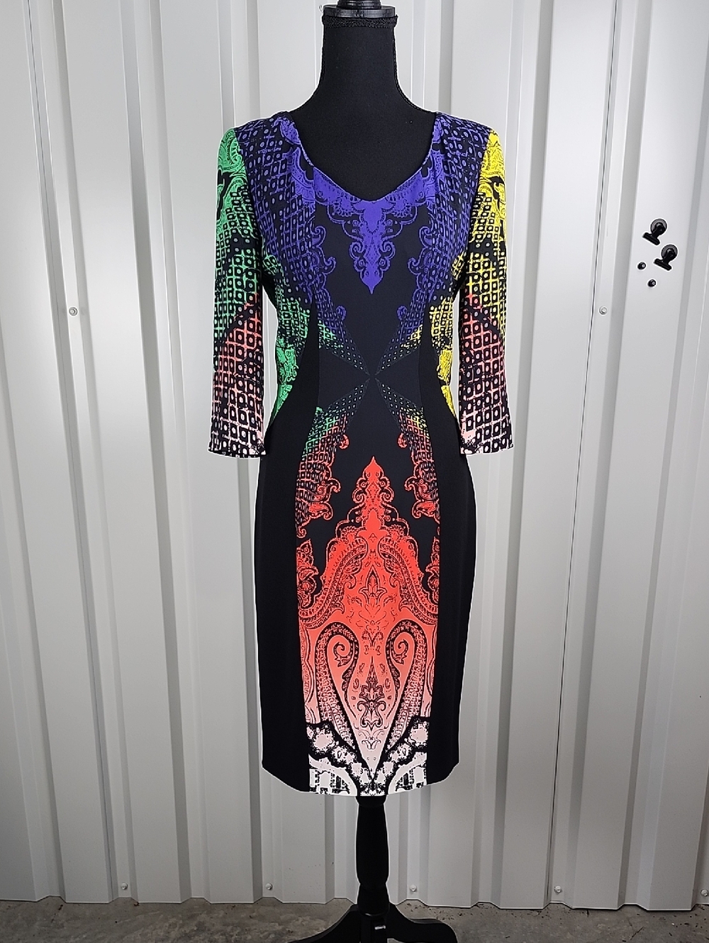 Etro Womens Multicolor Paisley Sheath Dress with Black Panels Size IT 42 US 6